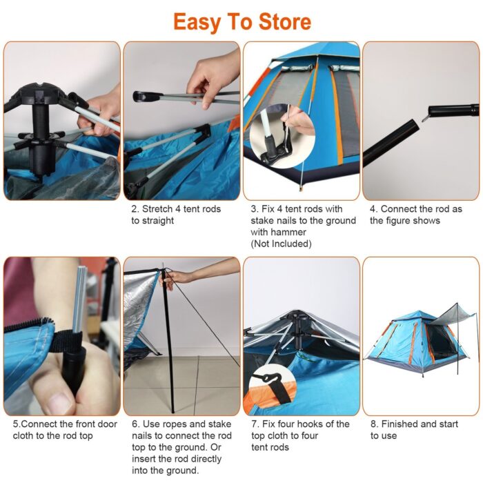 4-5 Person Outdoor Foldable Waterproof Tent with 2 Mosquito Nets, Windows, and Carrying Bag - Image 2