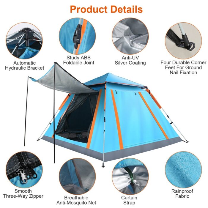 4-5 Person Outdoor Foldable Waterproof Tent with 2 Mosquito Nets, Windows, and Carrying Bag - Image 4