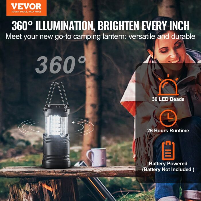 VEVOR LED Camping Lanterns Collapsible - Set of 4 - Image 2