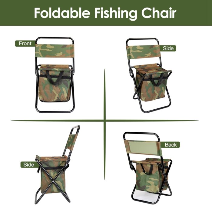 Foldable Fishing Chair With Backrest & Built-In Cooler Bag - Image 2